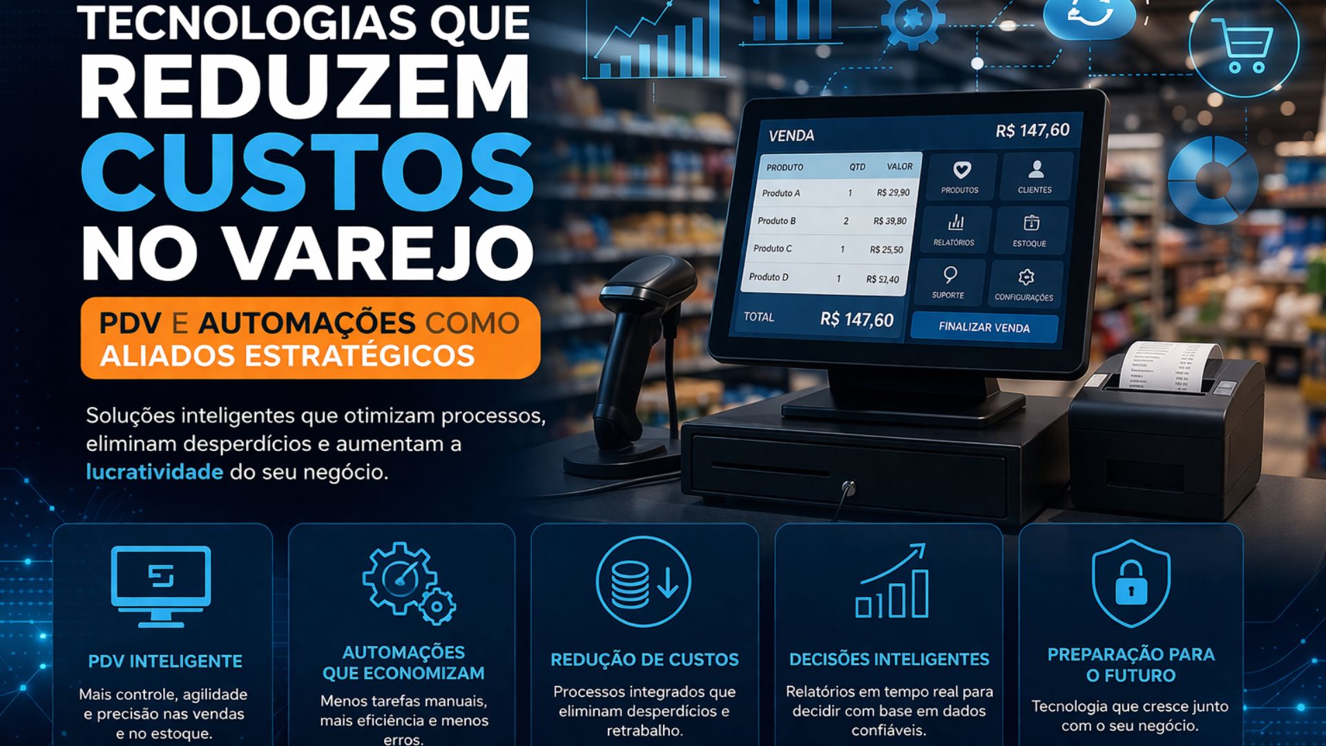 Tecnologias que reduzem custos no varejo: PDV e automações como aliados estratégicos